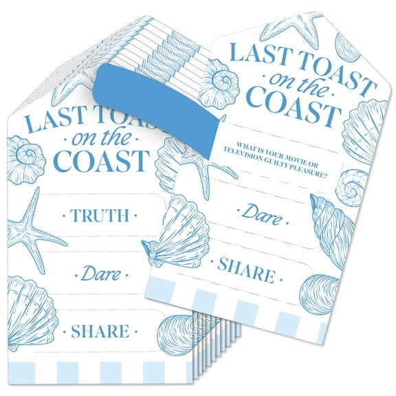 Big Dot of Happiness Last Toast on the Coast Truth, Dare, or Share Pull Tabs Game, Coastal Beach Bachelorette Party Game Pickle Cards – Set of 12