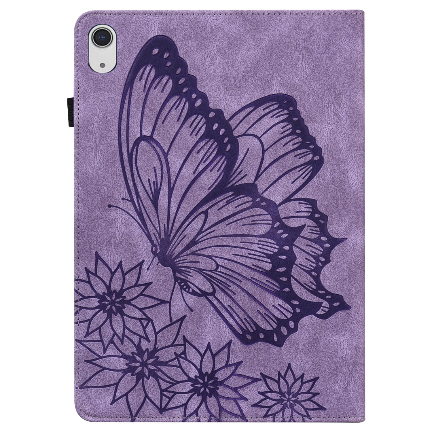 TECH CIRCLE iPad Case for iPad 10th Generation 2022, Slim Folio Stand Butterfly Embossed PU Leather Magnetic Wallet Cover with Pencil Holder & Elastic Strap for iPad 10th Generation 10.9" 2022,Purple