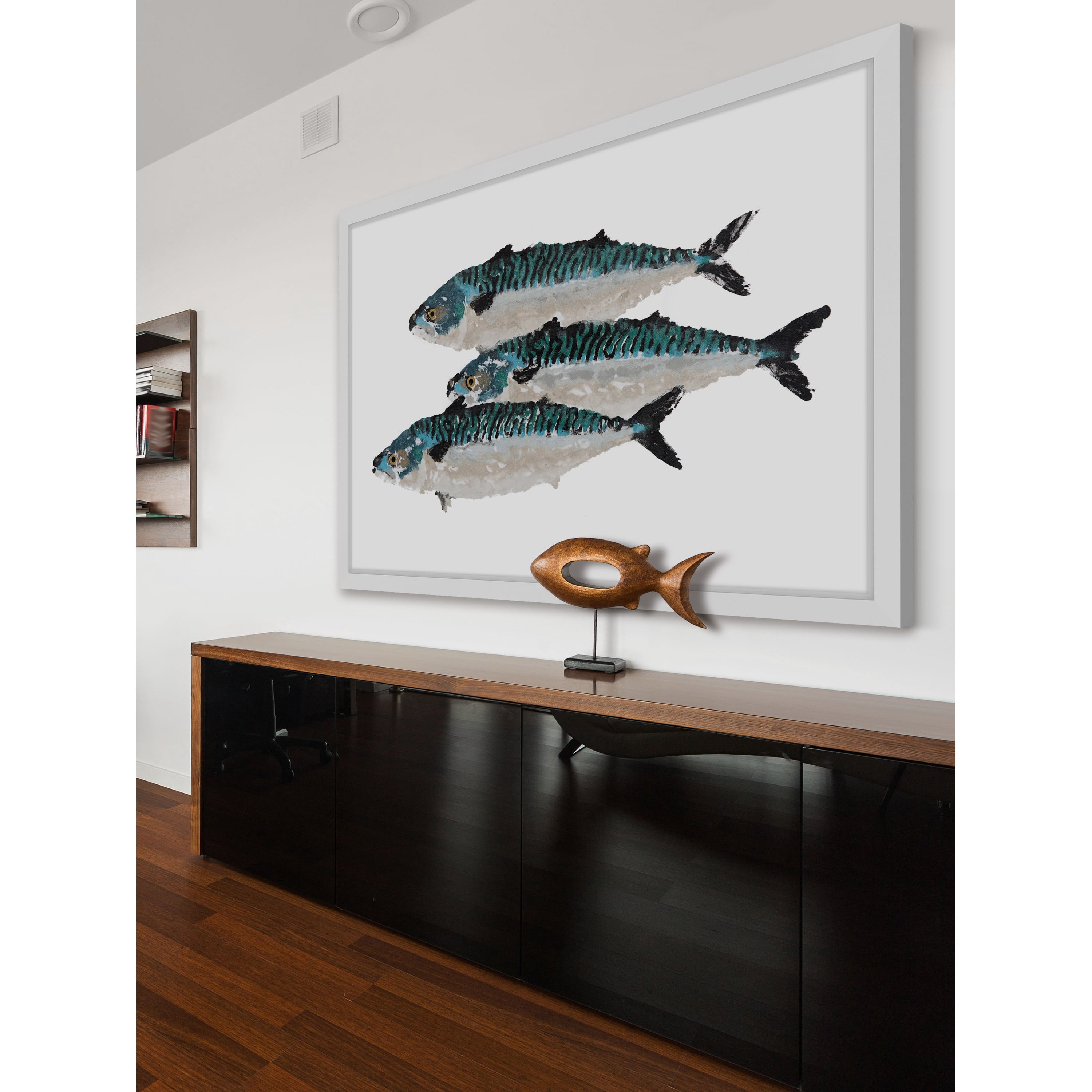 Marmont Hill "Fish Trio" by Michael Pantalos Framed Painting Print