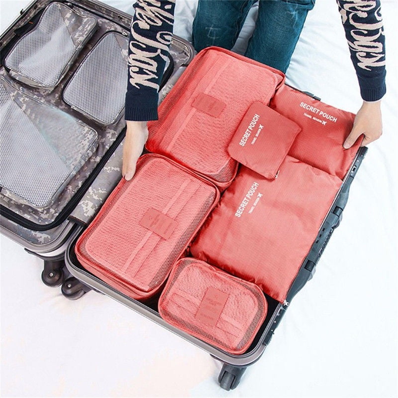 6Pcs Waterproof Travel Storage Bags Clothes Packing Cube Luggage Organiser Pouch 