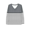 thumbnail image 4 of Womens Tops Plus Size Long Sleeve Printing V-neck Casual Loose T-shirt Top Gray, 4 of 4