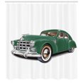 thumbnail image 3 of Ambesonne Retro Shower Curtain, Nostalgic Vintage Car Print, 69"Wx75"L, Forest Green and White, 3 of 3