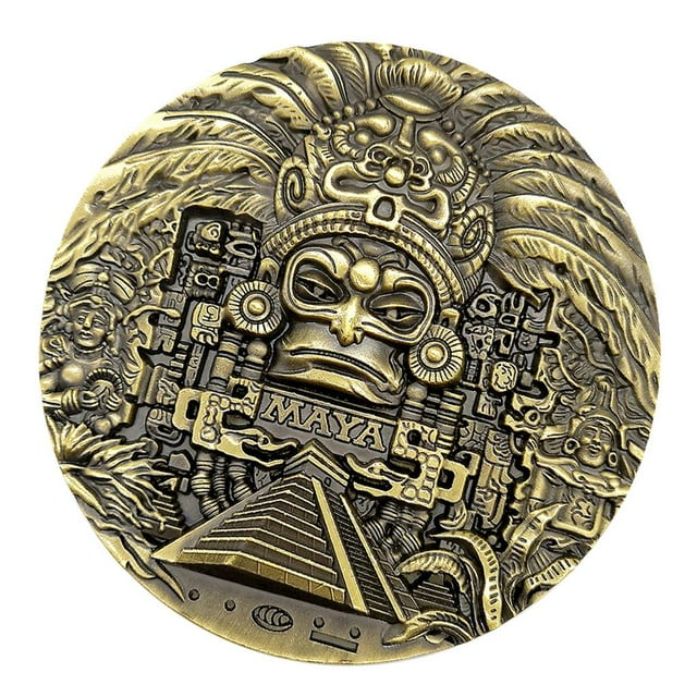 1 Pieza de 80 Diámetro, Calendario Maya Azteca, Medallón de Monedas de Bronce, Colección de Pasatiempos Hugo Colección de monedas conmemorativas