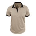 thumbnail image 6 of Domzest Mens Contrast Collar Polo Shirt Short Sleeve Button Up Golf Top with Placket Chest Pocket Khaki XL, 6 of 7