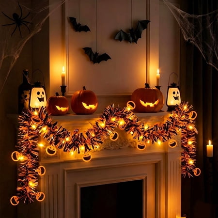 Halloween LED Ribbon Lights , Pumpkin Window Decorations, USB Powered String Lights for Indoor Outdoor Party Home Yard