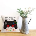 thumbnail image 4 of Vintage Black Video Game Controller Decorative Pillow Covers 4Pack Teen Gaming Throw Pillow Cases with Funny Quote Cushion Cover Cotton Linen Square Playroom Pillow Cases (Game, 16" x 16"), 4 of 5