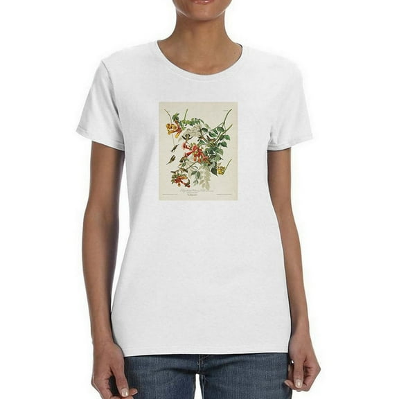Ruby-throated Hummingbird T-Shirt Women -John James Audubon Designs, Female x-Large