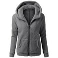 thumbnail image 5 of Women Clearance All 2024! Plus Size Fall Coats for Women, Women Hooded Sweater Coat Winter Warm Wool Zipper Coat Long Sleeve Outwear Gift for Girls Fall, Winter Gift for Women, 5 of 6