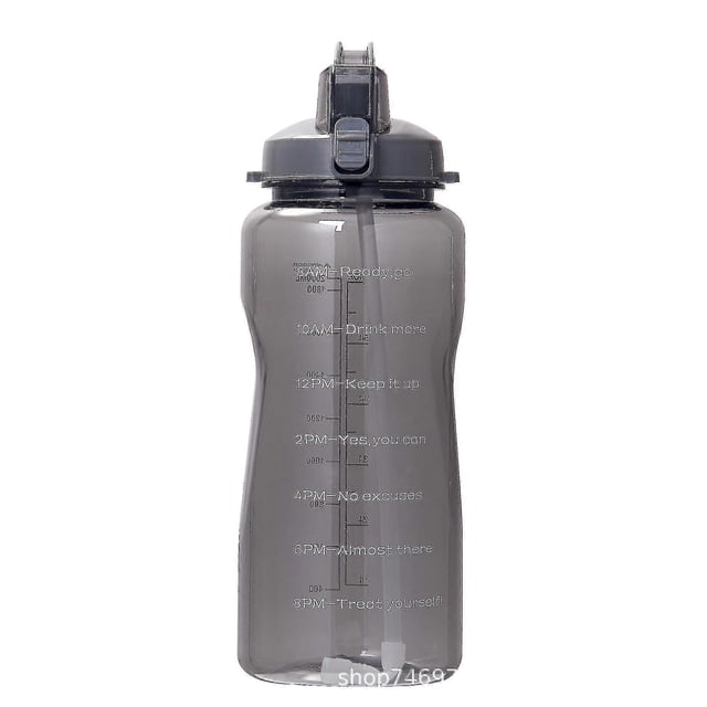 2000ml Motivational Outdoor Water Bottle With Time Marker And Straw, Leakproof Tritan Bpasports Bottle a
