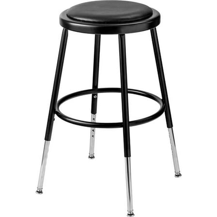 19-27 in. Interion Steel Shop Stool with Padded Seat - Black - Pack of 2