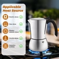 thumbnail image 4 of No Coating 4 Cup Thickened 304 Stainless Steel Moka Pot Stovetop Espresso Maker Italian Coffee Machine 200ml 6.8oz Suitable for Gas Induction Stovetop Greca Coffee Maker Percolator, 4 of 9