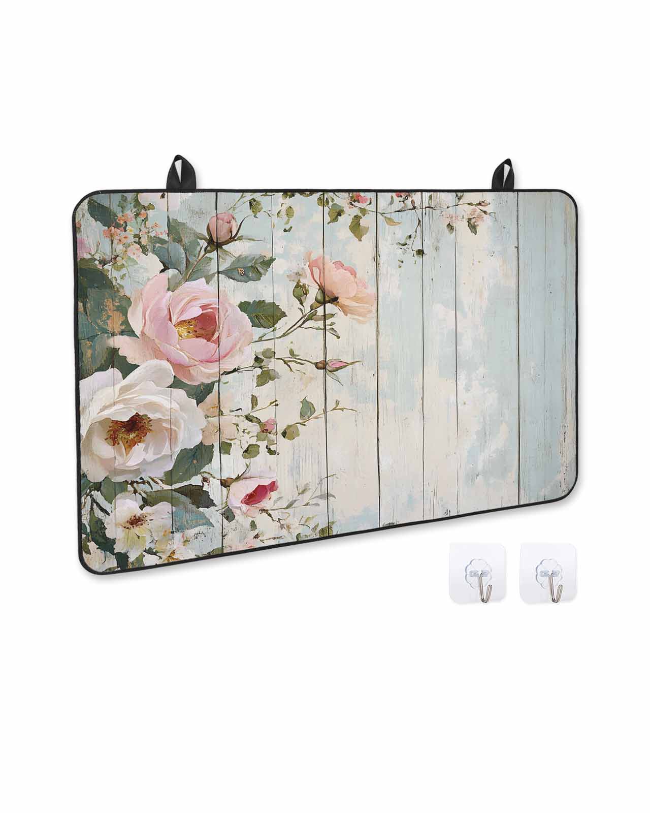nqOlkjepod Large Induction Cooktop Protector Mat 36"x21", Pink White Floral Stove Top Covers for Electric Stove, Spring Leaves Garden Pastoral Country Stove Burner Cover Mats, Glass Top Stove Cover
