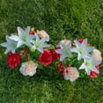 thumbnail image 4 of Vibrant Cemetery Flowers - Beautiful Grave Decorations with Artificial Roses and Silk Flowers (red, 2 Bouquets), 4 of 5