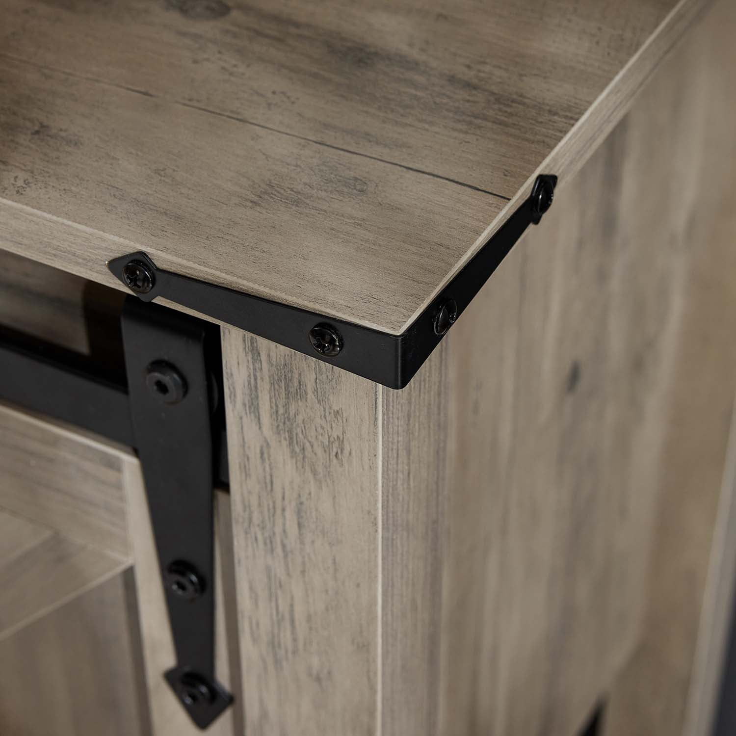Entryway Console Table with Sliding Barn Doors & Storage Shelf for Living Room, Hallway, Gray