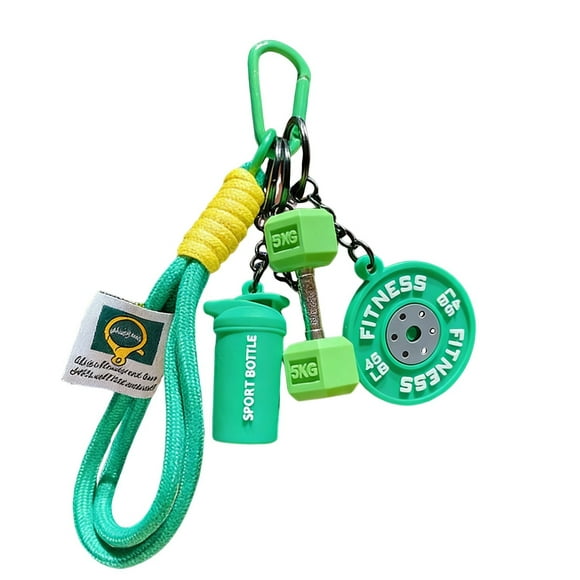 Llavero deportivo de silicona mini para amantes del gimnasio | Colgante con forma de mancuerna, botella de agua y pesas | Llavero deportivo para llaves, bolsos y mochilas