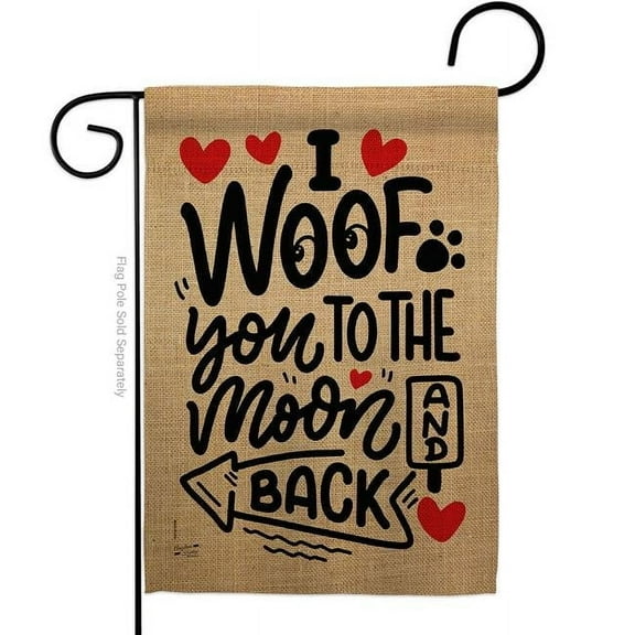 Angeleno Heritage G135213-BO I Woof You Animals Dog 13 x 18.5 in. Double-Sided Decorative Vertical Garden Flags for House Decoration Banner Yard Gift