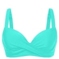 thumbnail image 3 of qelini Bikini Tops for Women Vintage Thin Strap Crisscross V Neck Swimsuit Solid Color Swimwear for Vocation, 3 of 3