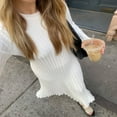 thumbnail image 4 of PENGXIANG Women‘s Y2k Knit Ribbed Long Dress Spring Fall Solid Color Long Sleeve O Neck Wrapped Pencil Dresses, 4 of 6