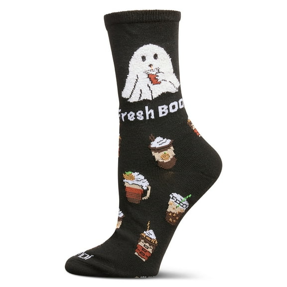 MeMoi Women's Fresh Boo Holiday Crew Socks - Womens - Female, 9-11, Black