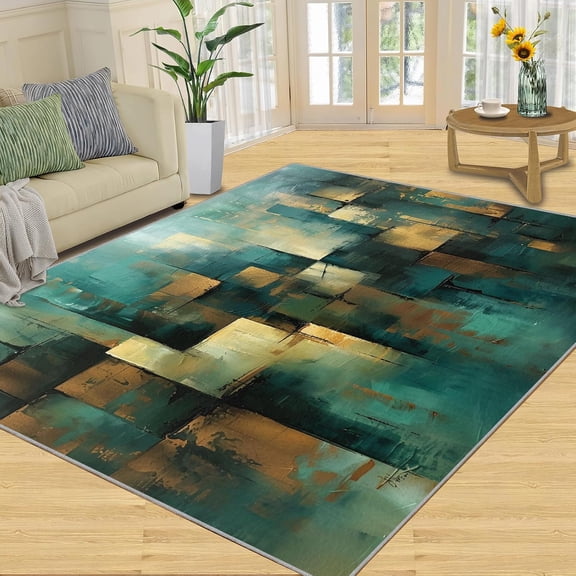Geometric Rugs for Bedroom, Abstract Rugs for Living Room, Modern Area Rug, Soft Non Slip Washable Indoor Carpet Home Decor-3' x 4'