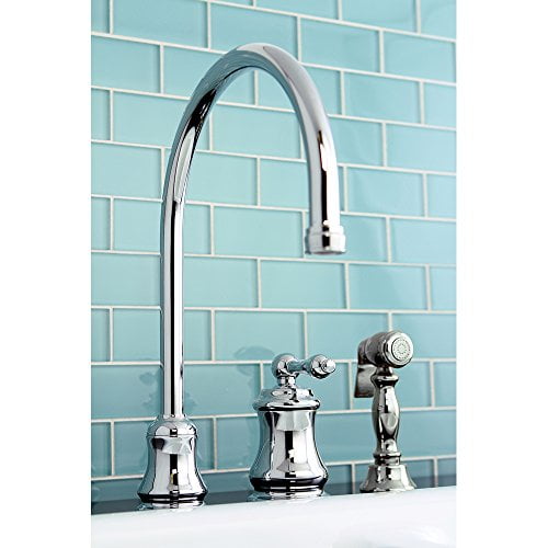 Kingston Brass Single Handle Widespread Kitchen Faucet with Brass Sprayer