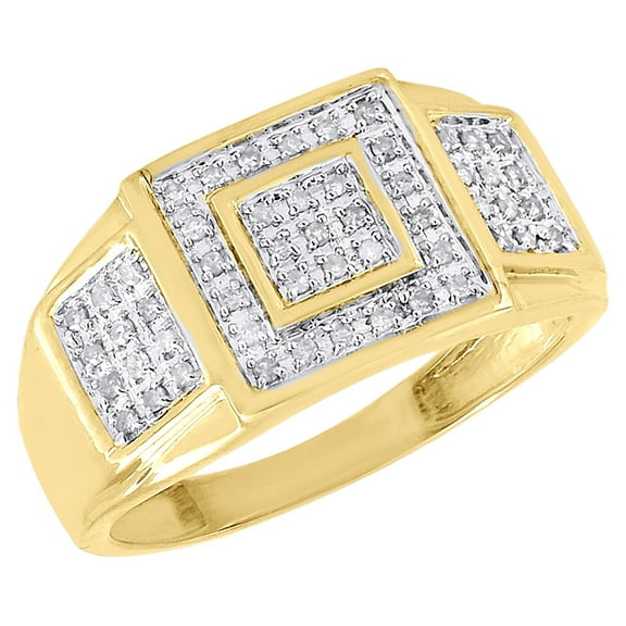 10K Yellow Gold Mens Round Cut Diamond Pinky Ring Pave Fashion Band 0.25 Ct.