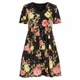thumbnail image 4 of White Mark Women's Plus Size V-Neck Tropical Flower Short Sleeve Dress, 4 of 6