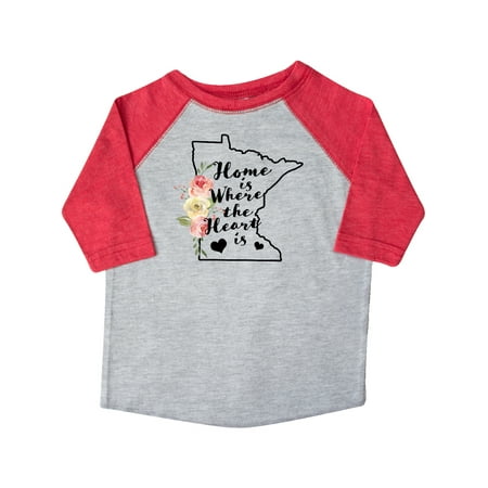 

Inktastic Minnesota Home is Where the Heart is with Watercolor Floral Gift Toddler Boy or Toddler Girl T-Shirt
