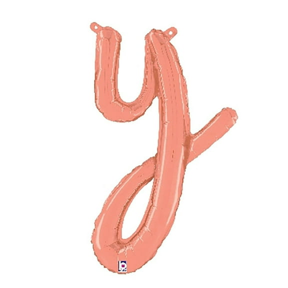 24 inch Script Letter Y - Rose Gold (Air-Fill Only) Betallic Foil Mylar Balloon - Party Supplies Decorations