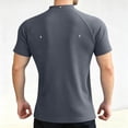 thumbnail image 5 of Yaoyar Men's Summer Casual Solid Short Sleeve Mandarin Collar Zip Front Gym Active Breathable Stretchy Top, 5 of 5