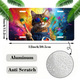 thumbnail image 2 of 1 Pcs 2D Flat License Plate Covers & Frames, A Cat as an Artist For Decorative Front, Waterproof For Decoration Aluminum License Plate Covers & Frames Cover For Men Women, 12" X 6", 2 of 7