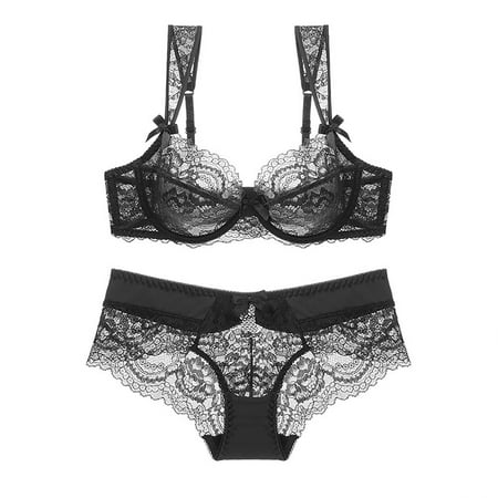 Sentmoon Lingerie for Women Thin Sponge Transparent Bra With Large Chest And Small Lace Women s SexyGather And Lift For Breathability Lingerie Bra Set Valentines Lingerie Valentines Day Gifts for H