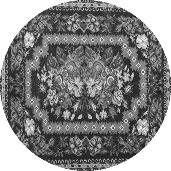 Ahgly Company Indoor Round Medallion Gray French Area Rugs, 3' Round