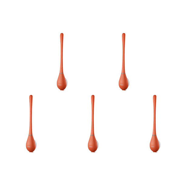Cepillo de cerdas de inodoro de silicona flexible sin perforaciones para baño naranja 5 piezas
