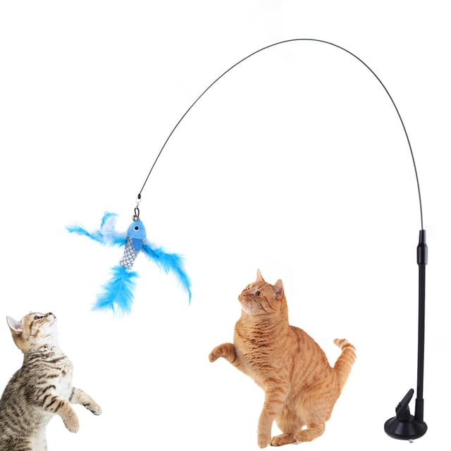 Suction Cup Cat Toys For Indoor Cats, Handheld Teaser Wand Toy Interactive Cat Toy Cat Feather Toy Hanging Door Kitten Toys For Kitty Kitten Scratching Exercise Indoor