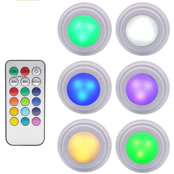 6 Piezas Luces de Gabinete Luz LED Control Remoto Inalámbrico Brillo Ajustable Lavadora Luces LED de Gabinete Control Remoto Luz Ambiental Luz Ambiental Pat Luz de Color Dormitorio Armario Luz de Noche Mesita de Noche Luz Táctil Regulable Rojo Verde
