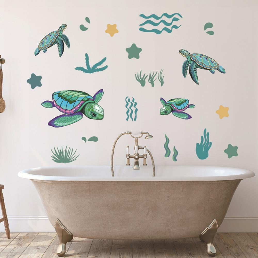 Blue Sea Turtle Wall Decals Turtle Vinyl Stickers Sea Turtle Starfish