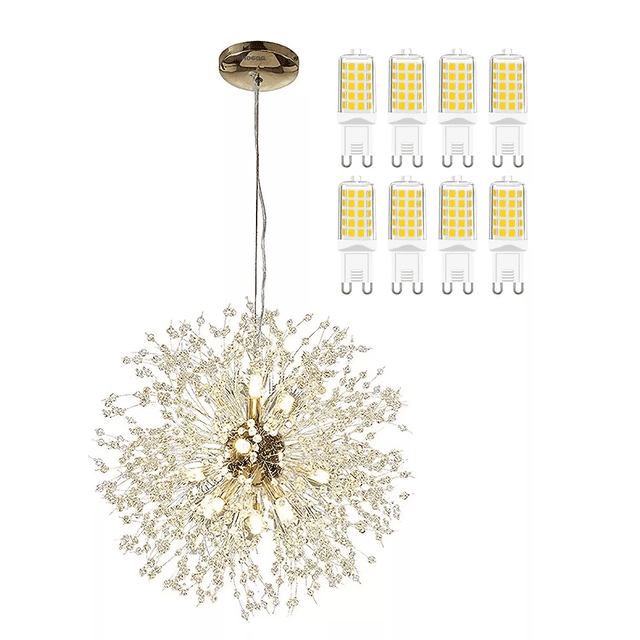 Diente De León Araña De Cristal +8 Bombillas Led-g9 Tricolor