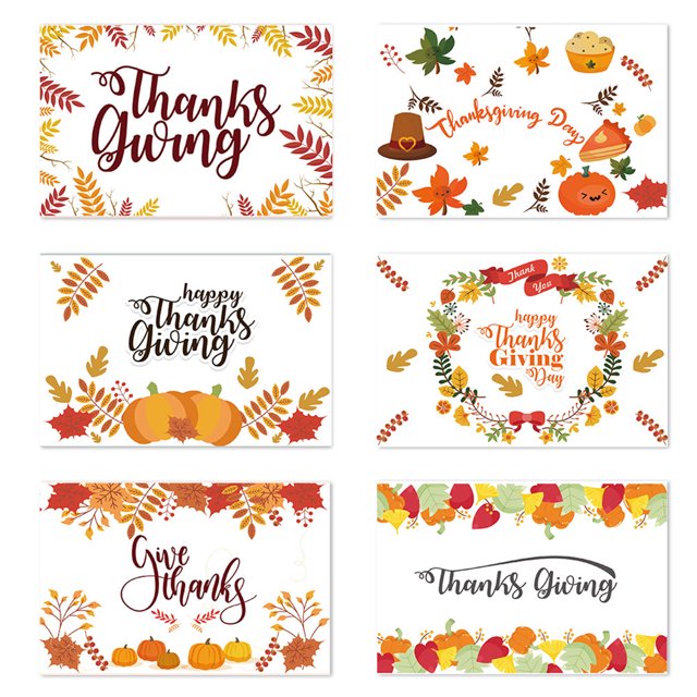 Tarjeta De Acción De Gracias Tarjeta De Día De Acción De Gracias De Otoño Con Pegatinas De Sobre Tarjetas De Notas En Blanco Dentro De La Tarjeta De Regalo 6 Uds. Kearding EL017620-03