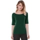 thumbnail image 2 of Camiseta Suave De Media Manga Con Cuello Redondo Entallado Para Mujer Verde oliva XXL, 2 of 6