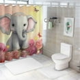 thumbnail image 7 of Chilfamy Baby Elephant Butterfly Flowers Shower Curtain with Hooks, Polyester Fiber Bathroom Decoration, Waterproof, Quick Drying, Various Sizes 36"x72, 7 of 7