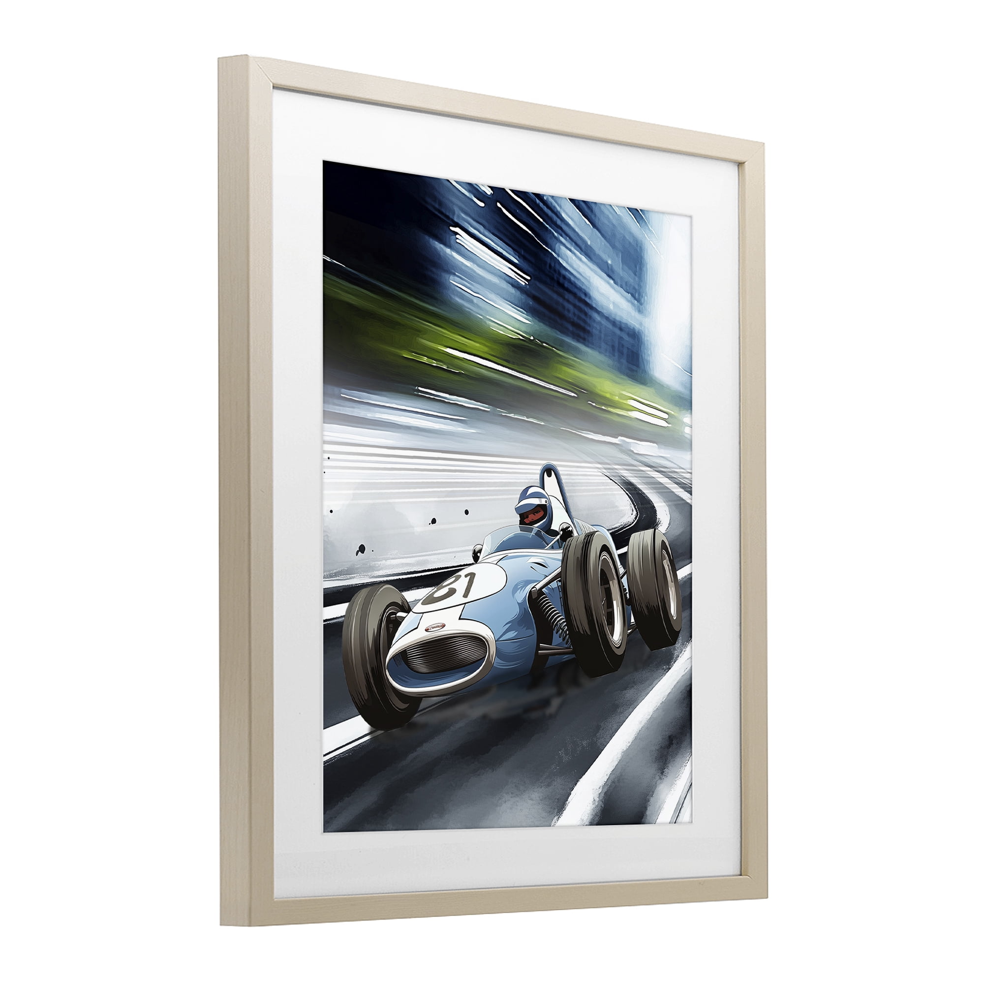Stupell Industries Speeding Racecar Driver Birch Framed Print Under Glass, design by Christine Simpson Art
