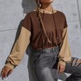 thumbnail image 5 of Color Block Cropped Sweatshirts for Women Oversize Fit Autumn Sweatshirt Pull-up Hoodie Streetwear with Pockets Gym Workout Athleisure Casual Essentials Plus Size, 5 of 8