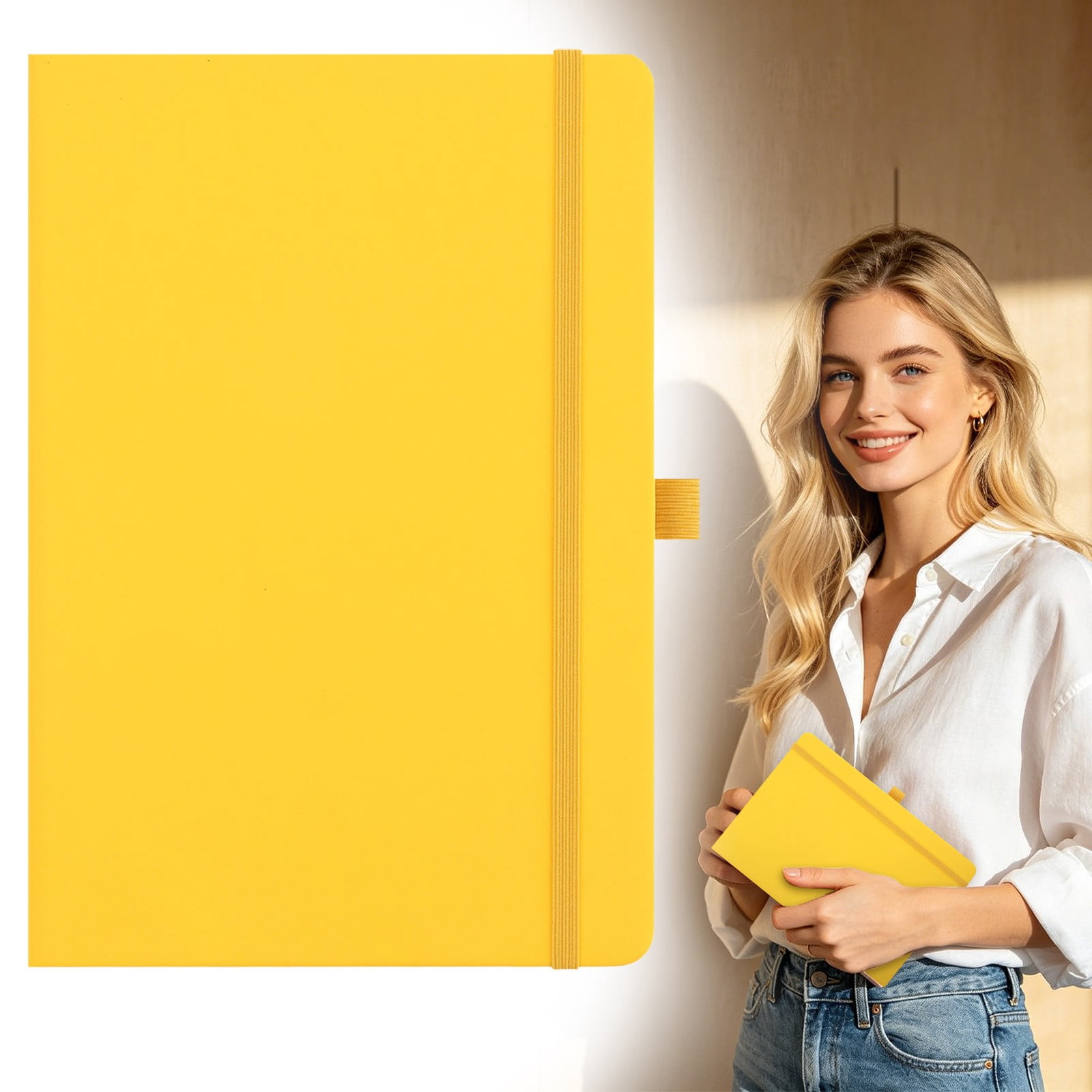Solivara Lightweight A5 Hardcover Notebook With Pen Elastic For Home And Travel (Pink*1+Sky Blue*1+Light Blue*1+Red*1+Orange*1,6Pcs)