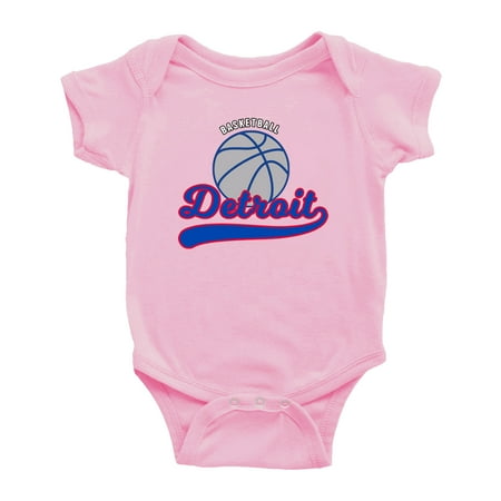 

Cute Detroit Baby Outfits Basketball Fan Sports Baby Clothes (Pink 18-24 Monthes)