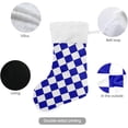 thumbnail image 3 of Coolnut 1 Pack Christmas Stockings 17.7 Inches Blue and White Checker Box Large Size Xmas Cable Stocking Gifts & Decorations for Family Holiday Xmas Party, 3 of 6