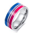 thumbnail image 1 of Stainless Steel Lesbian LGBT Ring for Women Couple , pride Love Promise Band Stripe Flag Color Engagement Rings, 1 of 5
