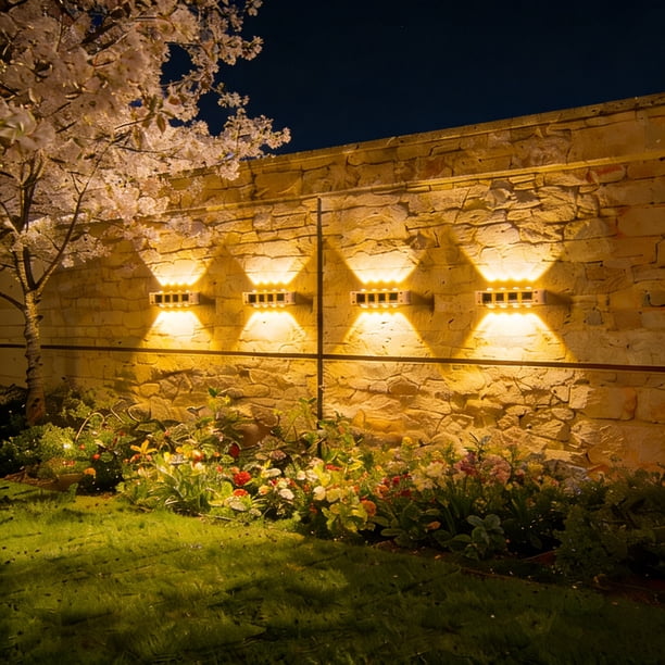 Solar Wall Lights Outdoor Garden Fence Light Waterproof LED Landscapes For Patio Yard Gate Pathways Warm