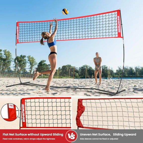 Portable 12FT Volleyball Net | Adjustable Height for Indoor/Outdoor Use with Carry Bag