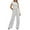 Light Grey, variant on Zoeecloth 2Pcs T-shirt Top Leg Pant Suits for Women 2 Piece Solid Outfits Short Sleeve Top High Waist Long Pants with Pockets S-XXXL